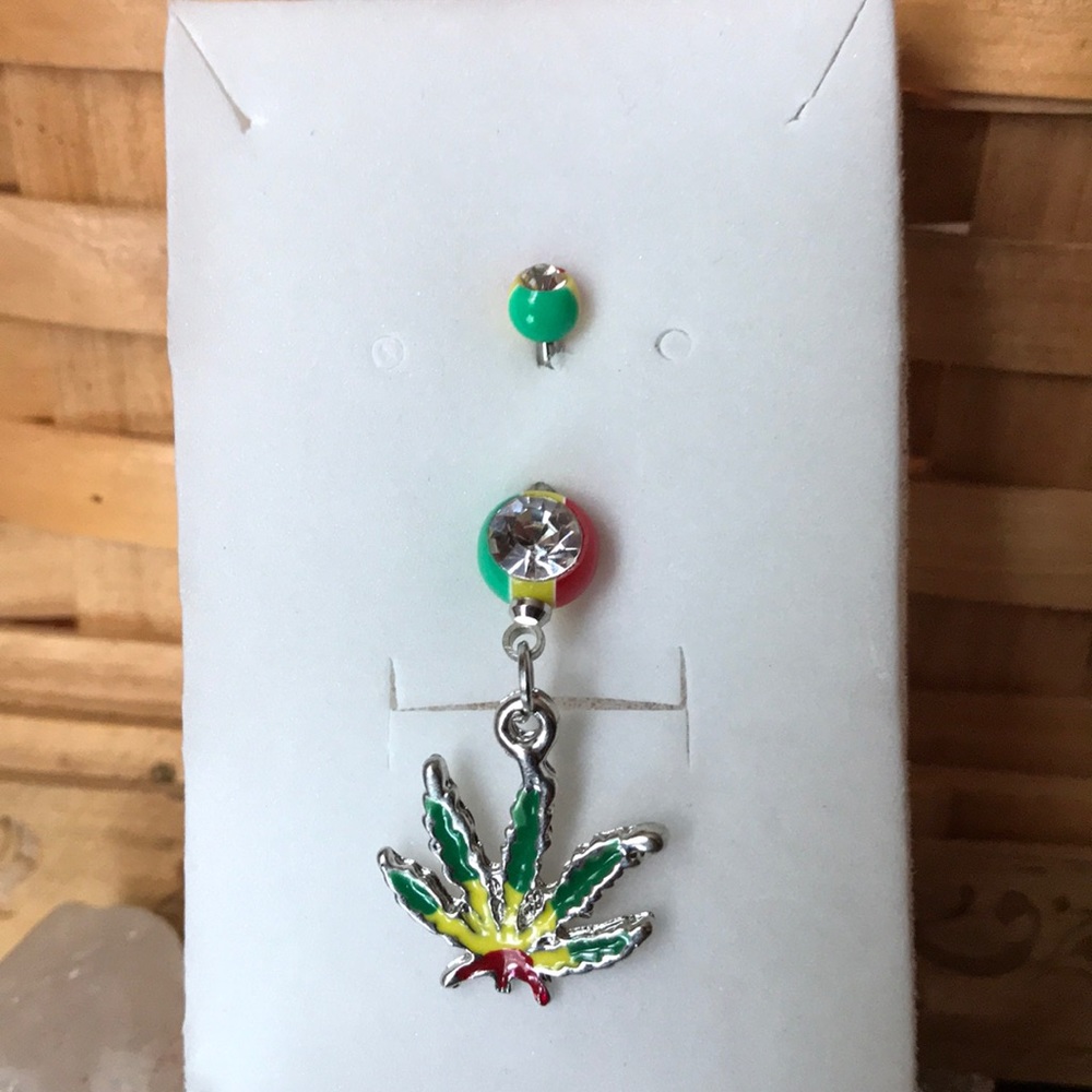 Brand New Hanging Pot Leaf Belly Button Ring